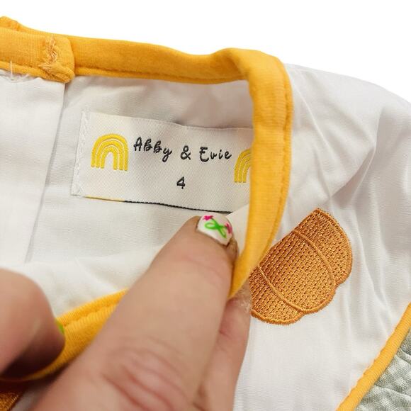 Abby & Evie Girls 4T Pumpkin Gingham Dress And bloomers Green NWT Fall - Picture 5 of 5